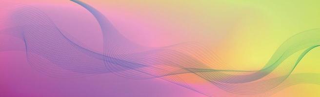 Panoramic colorful abstract stylish multi background with wavy lines - Vector