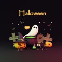 halloween with pumpkin and empty minimal podium pedestal product display background 3d illustration photo