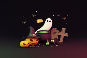 halloween with pumpkin and empty minimal podium pedestal product display background 3d illustration photo