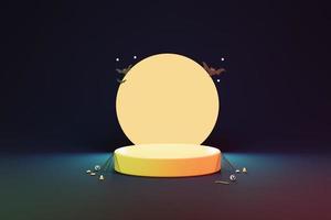 halloween with pumpkin and empty minimal podium pedestal product display background 3d illustration photo