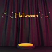 halloween with pumpkin and empty minimal podium pedestal product display background 3d illustration photo