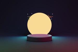 halloween with pumpkin and empty minimal podium pedestal product display background 3d illustration photo