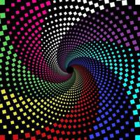 Multicolor dotted squares swirl pattern vector background