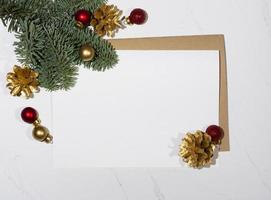 Christmas tree with gifts on the table photo