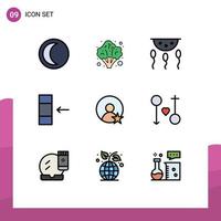 Set of 9 Modern UI Icons Symbols Signs for user import biochemistry data process Editable Vector Design Elements