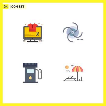 Pictogram Set of 4 Simple Flat Icons of monitor gas sale field maps Editable Vector Design Elements