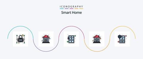 paquete de iconos de 5 planos llenos de línea de hogar inteligente que incluye inteligente. control. ajuste. cerrar con llave. inteligente vector