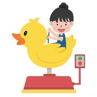 Cute little girl riding on yellow duck vector