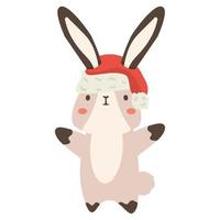 rabbit in a Christmas hat and snow vector