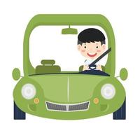 Man Riding Car  Front View vector