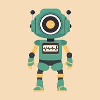 Cute robot technology character flat vector