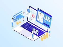 Desktop Payment Isometric Illustration Light Gradient. Suitable for Mobile App, Website, Banner, Diagrams, Infographics, and Other Graphic Assets. vector