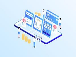 Detail Mobile Payment Isometric Illustration Light Gradient. Suitable for Mobile App, Website, Banner, Diagrams, Infographics, and Other Graphic Assets. vector