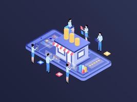 Business Funding Isometric Illustration Dark Gradient. Suitable for Mobile App, Website, Banner, Diagrams, Infographics, and Other Graphic Assets. vector