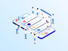 Project Management Isometric Illustration Light Gradient. Suitable for Mobile App, Website, Banner, Diagrams, Infographics, and Other Graphic Assets. vector