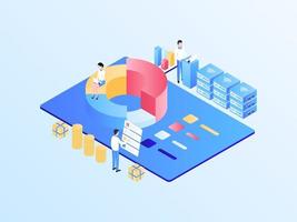 Business Analytic Isometric Illustration Light Gradient. Suitable for Mobile App, Website, Banner, Diagrams, Infographics, and Other Graphic Assets. vector