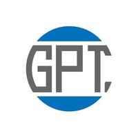 diseño de logotipo de letra gpt sobre fondo blanco. concepto de logotipo de círculo de iniciales creativas de gpt. diseño de letras gpt. vector