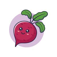 Cute Kawaii beet root cartoon icon illustration. Food vegitable flat icon concept isolated on white background. Beet root character, mascot in Doodle style. vector