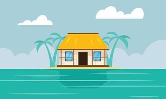 bungalow at sea background vector