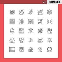 25 Thematic Vector Lines and Editable Symbols of gear magician beach magical magic Editable Vector Design Elements