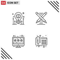 conjunto de 4 iconos modernos de la interfaz de usuario símbolos signos para la calificación del cerebro idea venta de pluma elementos de diseño vectorial editables vector