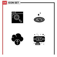 Set of 4 Modern UI Icons Symbols Signs for browser data web droop connection Editable Vector Design Elements