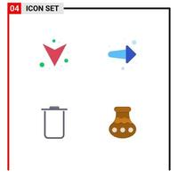 Group of 4 Flat Icons Signs and Symbols for arrow trash arrow right sand Editable Vector Design Elements