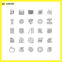 Set of 25 Commercial Lines pack for settings money system gear monitoring Editable Vector Design Elements