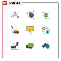 Universal Icon Symbols Group of 9 Modern Flat Colors of board food science fast food cold Editable Vector Design Elements