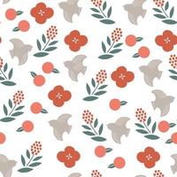 Cherry blossom background with Japanese flower pattern vector. Floral template in vintage style. Beautiful japanese seamless pattern. vector