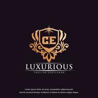 CE initial letter luxury ornament gold monogram logo template vector art.