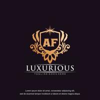 AF initial letter luxury ornament gold monogram logo template vector art.