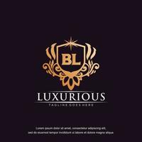 BL initial letter luxury ornament gold monogram logo template vector art.