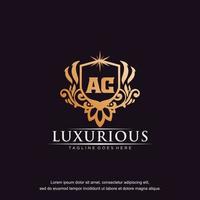 AC initial letter luxury ornament gold monogram logo template vector art.