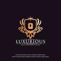 Q initial letter luxury ornament gold monogram logo template vector art.