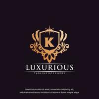 K initial letter luxury ornament gold monogram logo template vector art.