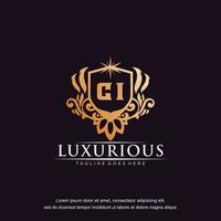 CI initial letter luxury ornament gold monogram logo template vector art.