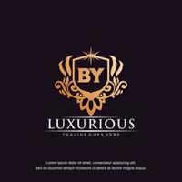 BY initial letter luxury ornament gold monogram logo template vector art.