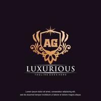 AG initial letter luxury ornament gold monogram logo template vector art.