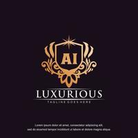 AI initial letter luxury ornament gold monogram logo template vector art.