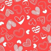 Seamless love heart design vector red background. Seamless pattern on Valentine's day. The seamless texture with hart.White hearts on bright red background seamless pattern.