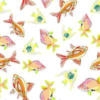 Group of discus fish in a seamless repeating pattern. Suitable as a background or for textile projects. Usable for print and web. Nursery seamless pattern . vector