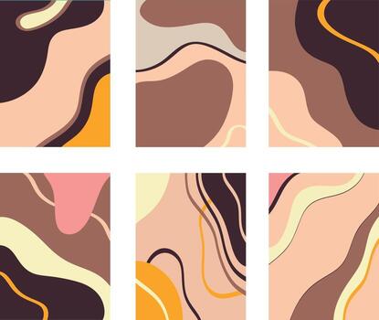 Set of images with colorful chaotic patterns vector