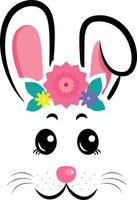 bunny masks with pink ears and flowers vector