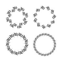 Illustration of collection of assorted circle shaped black frames made of plants on white isolated background vector