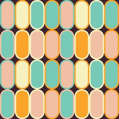 Retro vintage Mid Century pattern in 70s style. Vector illustration