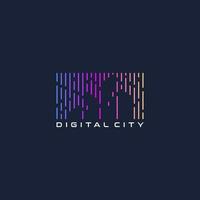 abstract digital building logo vector