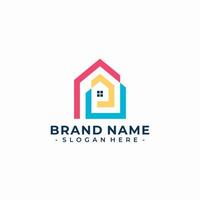 abstract home line logo vector