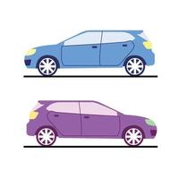 set of colourful automobile transport car vector