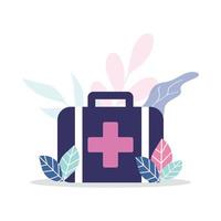 Medical first-aid box flat concept vector illustration